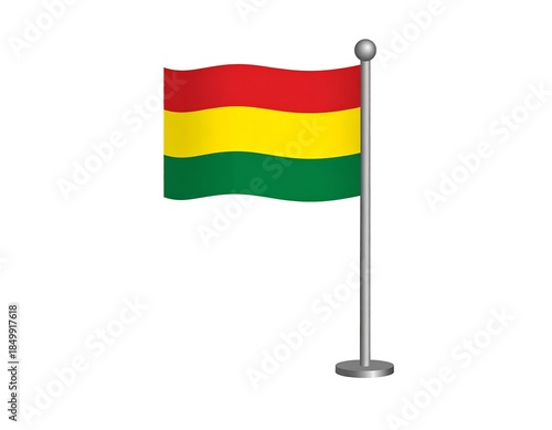Free Download Digitally rendered national flag waving in the breeze on a chrome pole, against a clean white backdrop - GFXLoad
