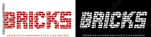 modern alphabet with brick texture