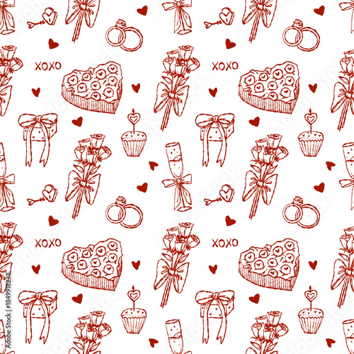 Whimsical pattern in pink, design for card, parties and restaurants