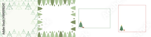 Christmas Tree Frame. Vector, minimalist, illustration, icon set.
