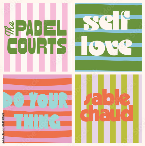 Retro lines with Summer slogan 90`s vintage  poster do your thing self love 