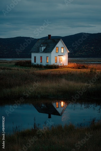 Wallpaper Mural Charming House by a Serene Lake Torontodigital.ca