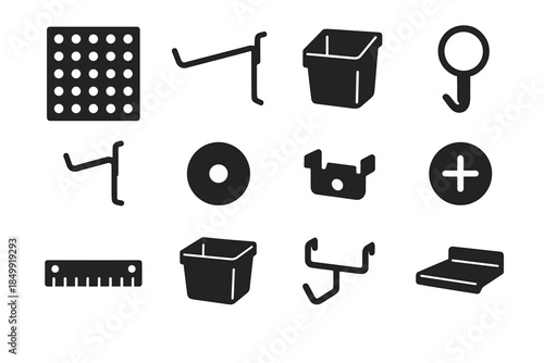 Dual spacer alignment universal workshop vector element icon piece peg hook