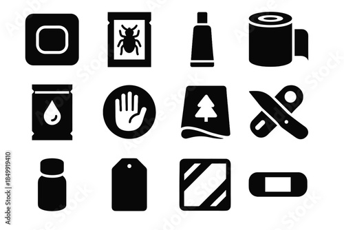 Icon mini pad hydration aid edge cap first patch tube vector wipe