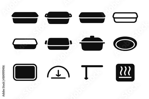 Rim ovenware pan lug vector icon rack tray depth set oven ridge