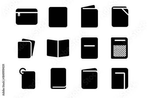 Vector rigid stack travel icons corner storage icon slot loop case passport