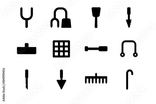 Icons hook ridge prep rod extension soil line icon vector tool mesh