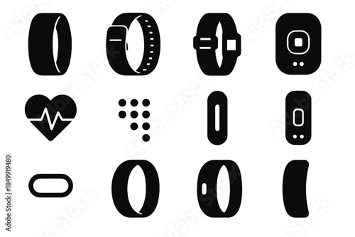 Side icon curve fitness buckle icons bump strap ring tracker vector curved