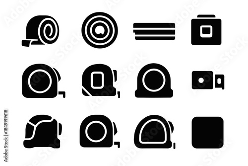 Clip vector tape end belt icons icon measure slot disc dot case