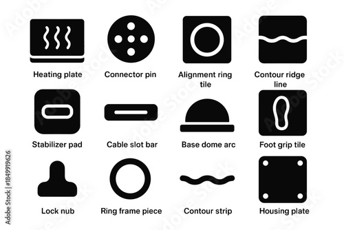 Bar electric frame nub line unit ridge tile icon contour base vector
