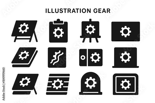 Ridge block smooth vector slab gear icon support illustration icons tile pad