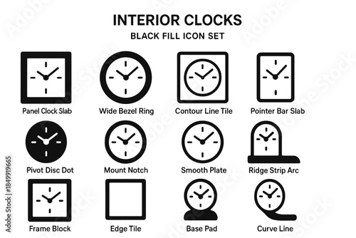 Line clock icon strip interior vector ridge plate wide ring block base