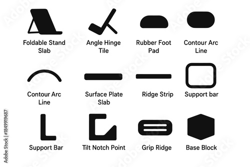 Vector bar icon stand tile pad device point frame foot stands icons