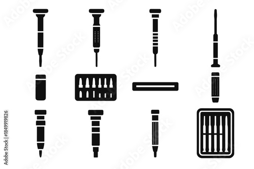 Precision cap fine micro grip knurled vector insert torque screwdriver icon tip