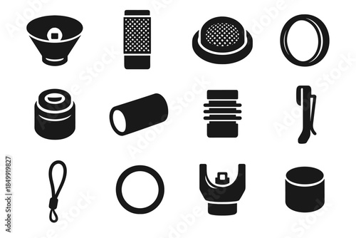 Cup grip vector textured flat flashlight loop cap lens led icons icon