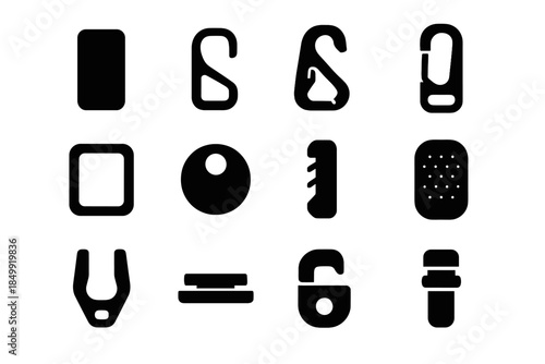 Clip icons vector tool tooth securing piece icon slot pad spring keyring