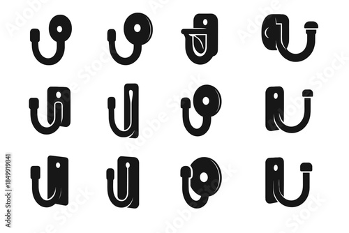 Hook cap screw backplate icon icons anchor ridge vector metal reinforced wall