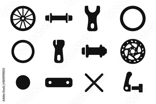 Hub icon wheel bicycle cone rotor strip vector modern small nipple outline