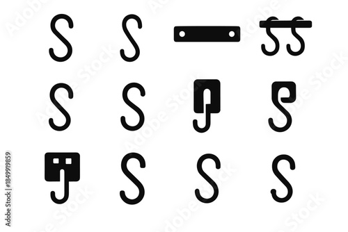 Slim soft modern icon vector hole curve kitchen hanger grip hook edge