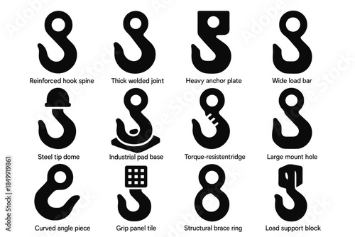 Icon spine heavy thick hook vector hooks icons welded tip wide anchor