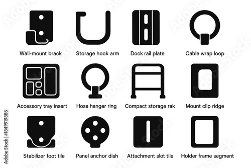 Accessory icons vector vacuum icon mount rail insert ring cable stabilizer storage