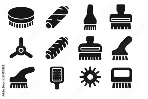 Brush handle ridge vacuum sweep guard side icon narrow pad vector