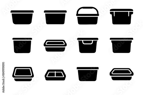 Plastic lid plate floor container line icons smooth carry corner icon vector