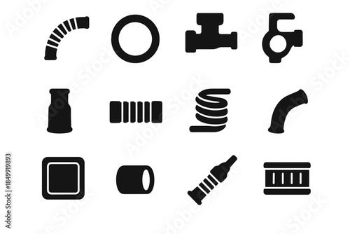 Flexible hose vector gasket pressure head cap link icon pump connector