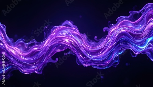 Stunning vibrant purple liquid wave flowing smoothly with light trails, perfect for modern design projects and artistic backgrounds, full of movement and energy