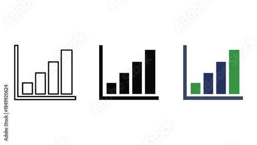 Business growth graph icons set