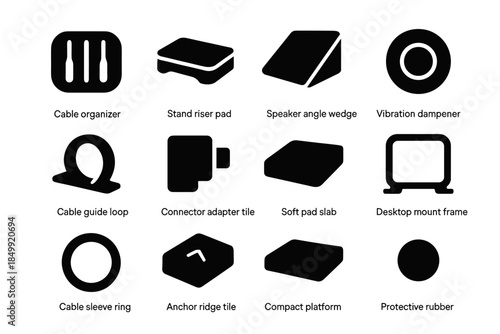 Connector audio speaker slab stand cable tile icon angle vector desktop organizer