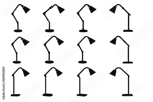 Modern reading arc bar slim lamp floor tall inline shade icon vector