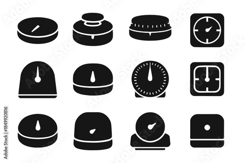 Rounded kitchen pad ribbed timer modern vector icon inset slab support band