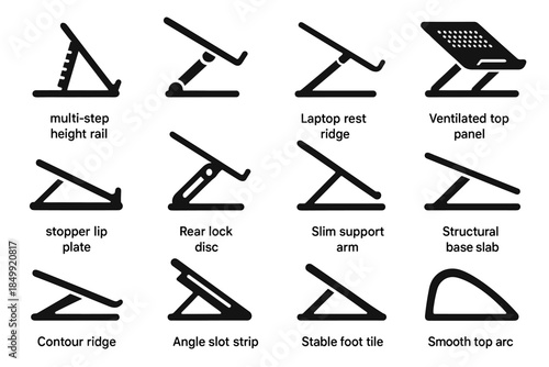 Tilt risers plate disc slim top slot contour adjustable vector laptop icon