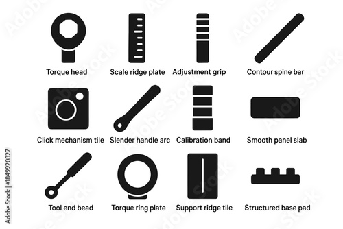 Plate slender icon wrench torque vector panel icons grip arc contour tool