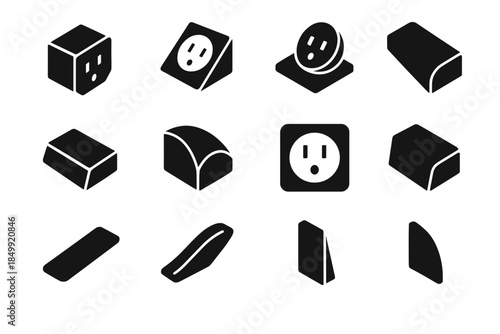 Block face icons vector body angled plug icon frame splitter strip alignment