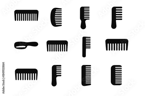 Pad icon curved metal teeth vector grooming handle contour comb