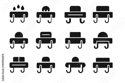 Rack strip hook tile slab contour band bathroom icon vector ridge