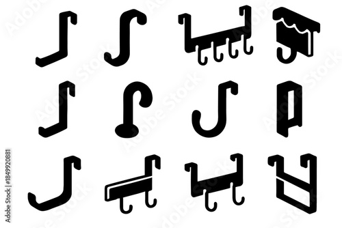 Curve tile strip line over frame foot icon hook vector top door