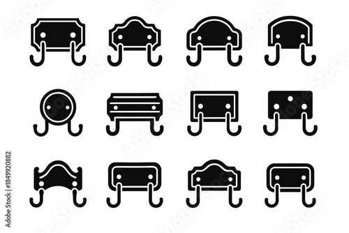 Tile vector hole bar frame hook disc ornamental icon rack decorative