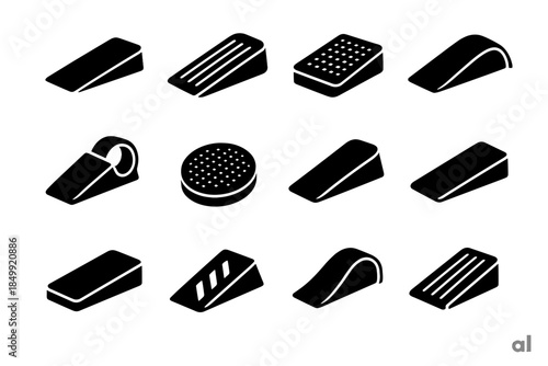 Door stopper grip groove support tile slope black plate wedge icon slab