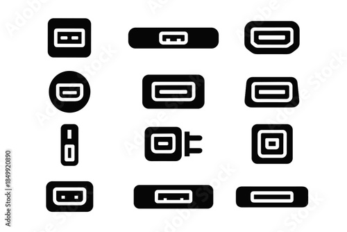 Smooth usb tile side edge vector arc icon line support adapter ridge