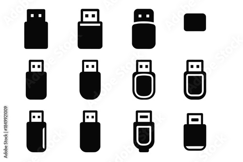 Base connector bar grid icon strip metal rectangular housing body vector usb