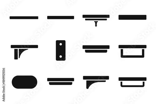Frame wall band underside icon narrow cavity rounded bar shelf vector screw