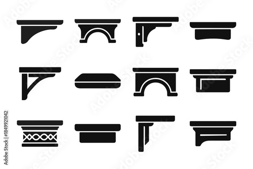 Band tile decorative shelf support line icon plate rounded wall vector slab
