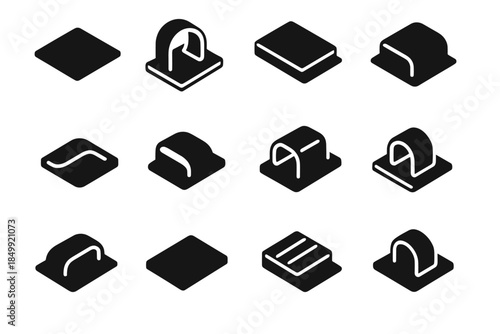 Vector clips slab smooth adhesive mounting cable icon tile panel grip piece