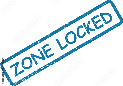 Blue textured rubber stamp impression indicating a specific zone is securely locked and inaccessible