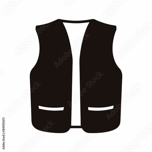 Stylized black vest with white accents, suitable for fashion illustrations