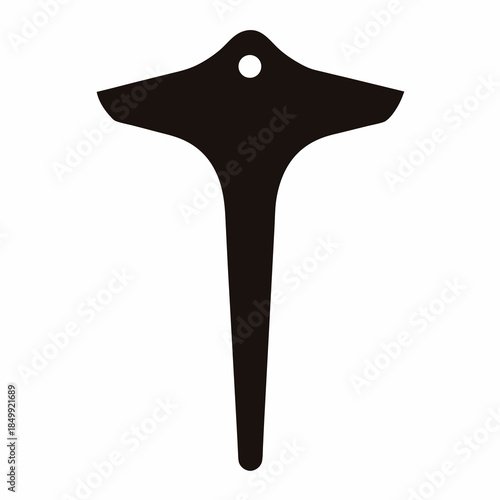 Abstract black image of a spearhead or abstract arrowhead with hole