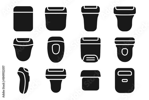 Tile slab body icon travel head plate shaver mount arc vector icons